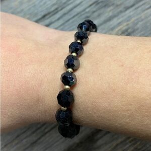 Midnight Black Faceted Bead Bracelet
